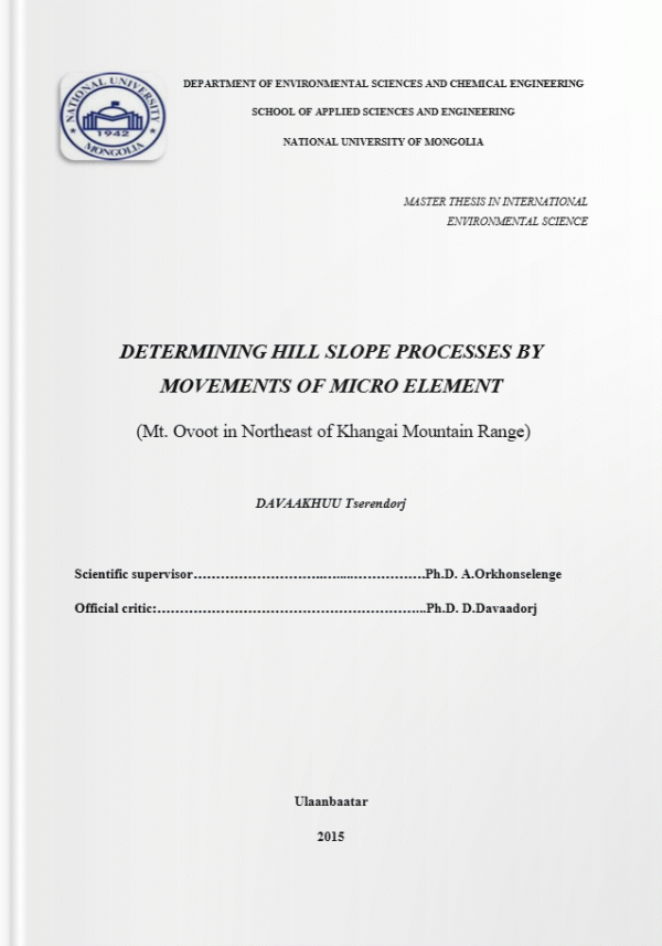 Determining hill slope processes by movements of micro element